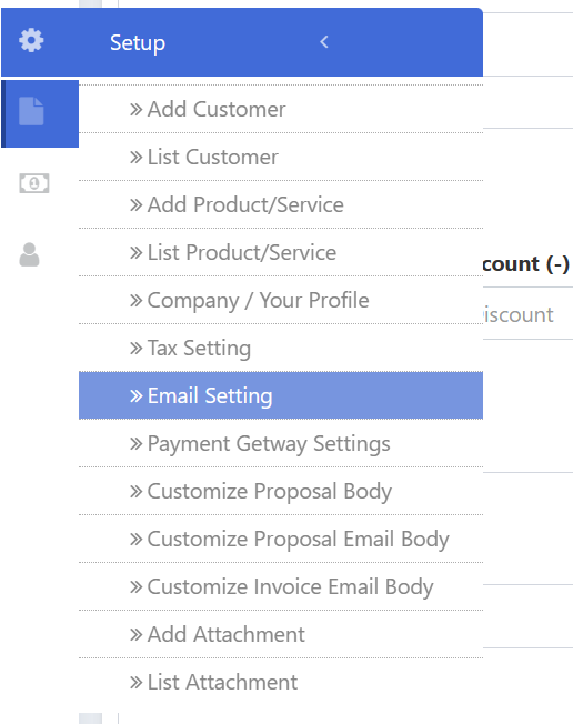 proposal/invoice email setting option