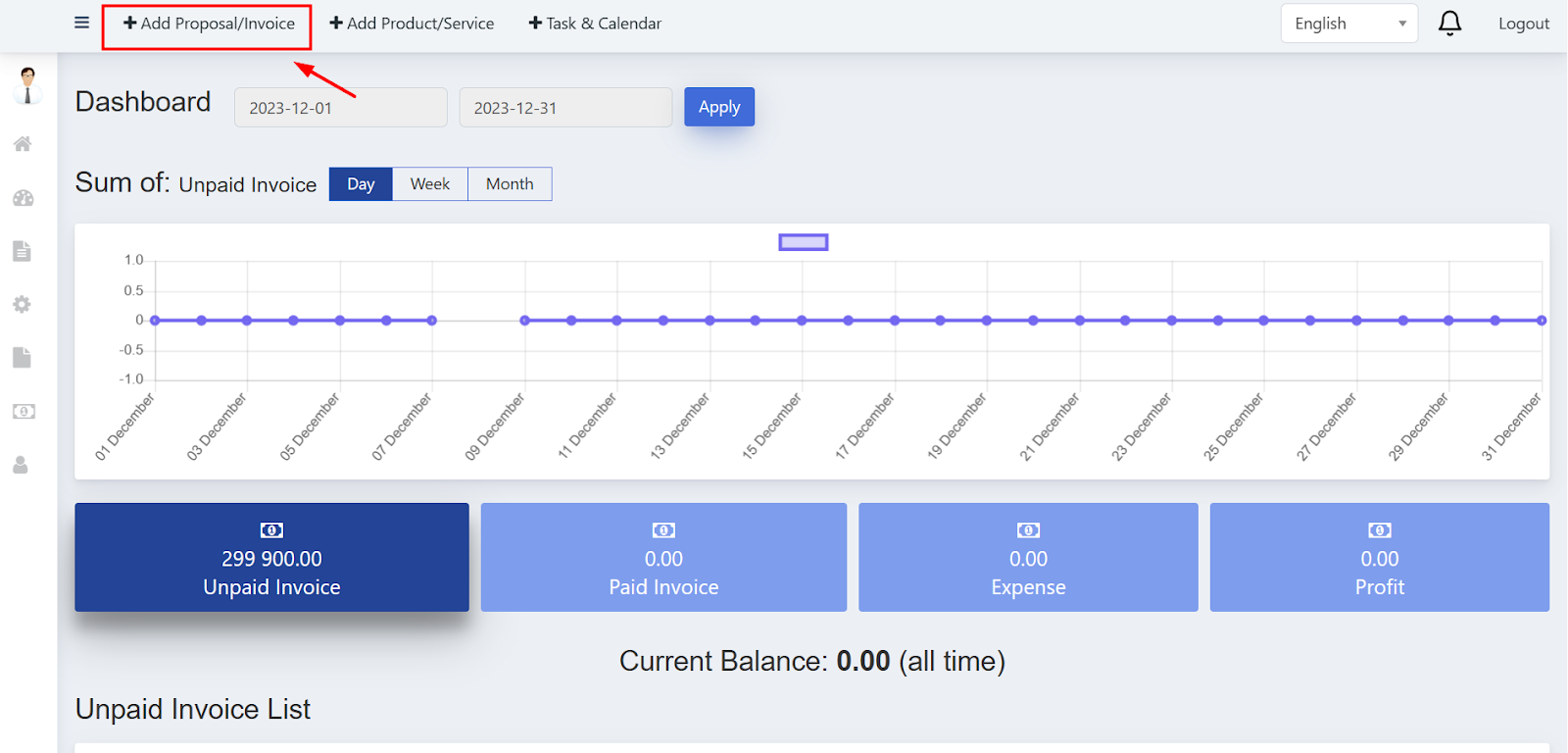 showing invoice/proposal button 